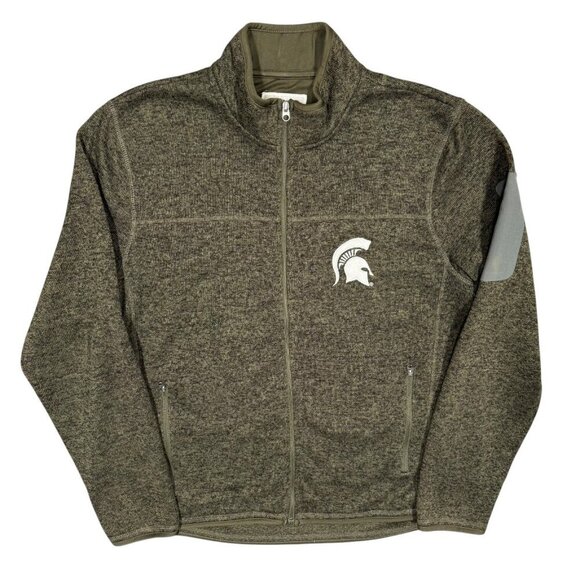58 Sports Other - Michigan State Spartans MSU NCAA Football Full Zip Fleece Sweater Brown Large